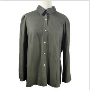 Yansi Fugel Leather Button Up Shirt Green Size XL